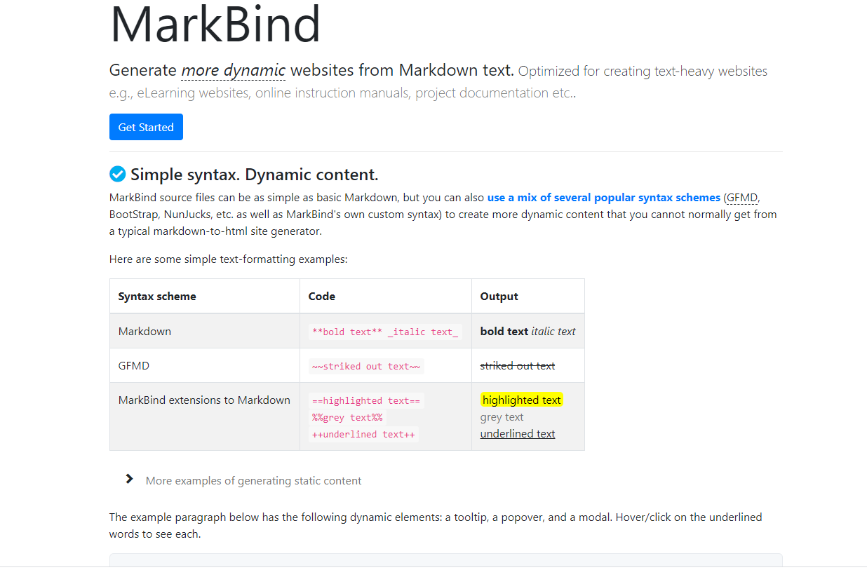 Screenshot of MarkBind